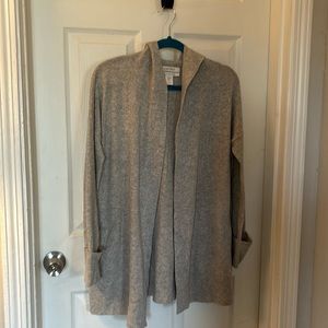 Long grey open cardigan